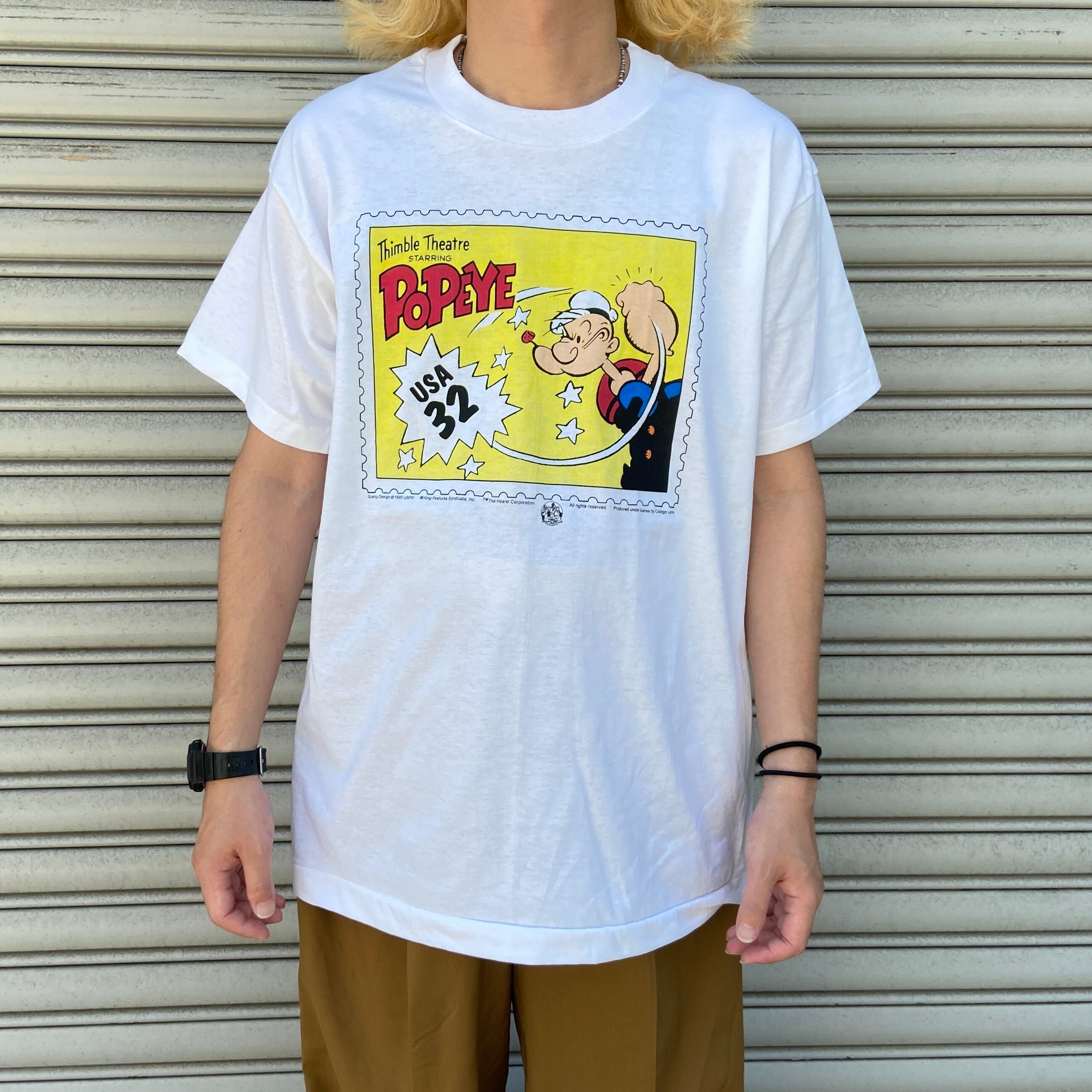 美品 90s USA製 POPEYE キャラクターTシャツ 白 L アメコミ | 古着屋 Uan 