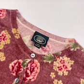 アンサンブル Laura Ashley ローラアシュレイ 羊毛 アンゴラ混 バラ 長袖 ニット カーディガン 半袖 セーター L/くすみパープル系 レディース