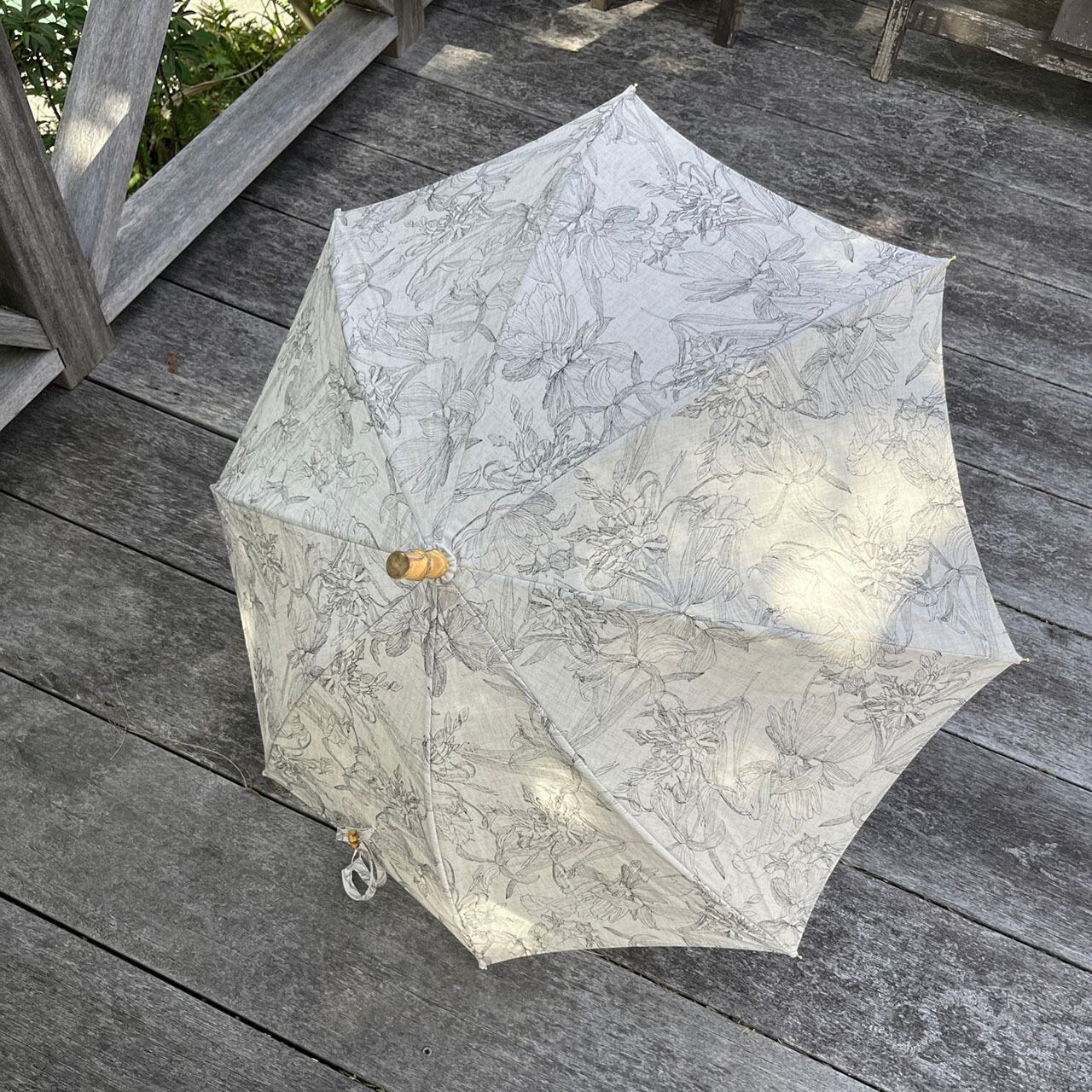 SUR MER シュールメール 日傘(長傘) リネン×バンブー SUR MER 日傘 シュールメール 折りたたみ 長傘 バンブー 竹