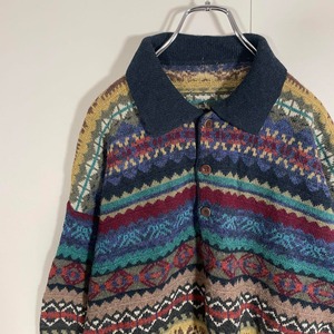 イタリア製 vintage design wool knit polo size XL相当 配送C