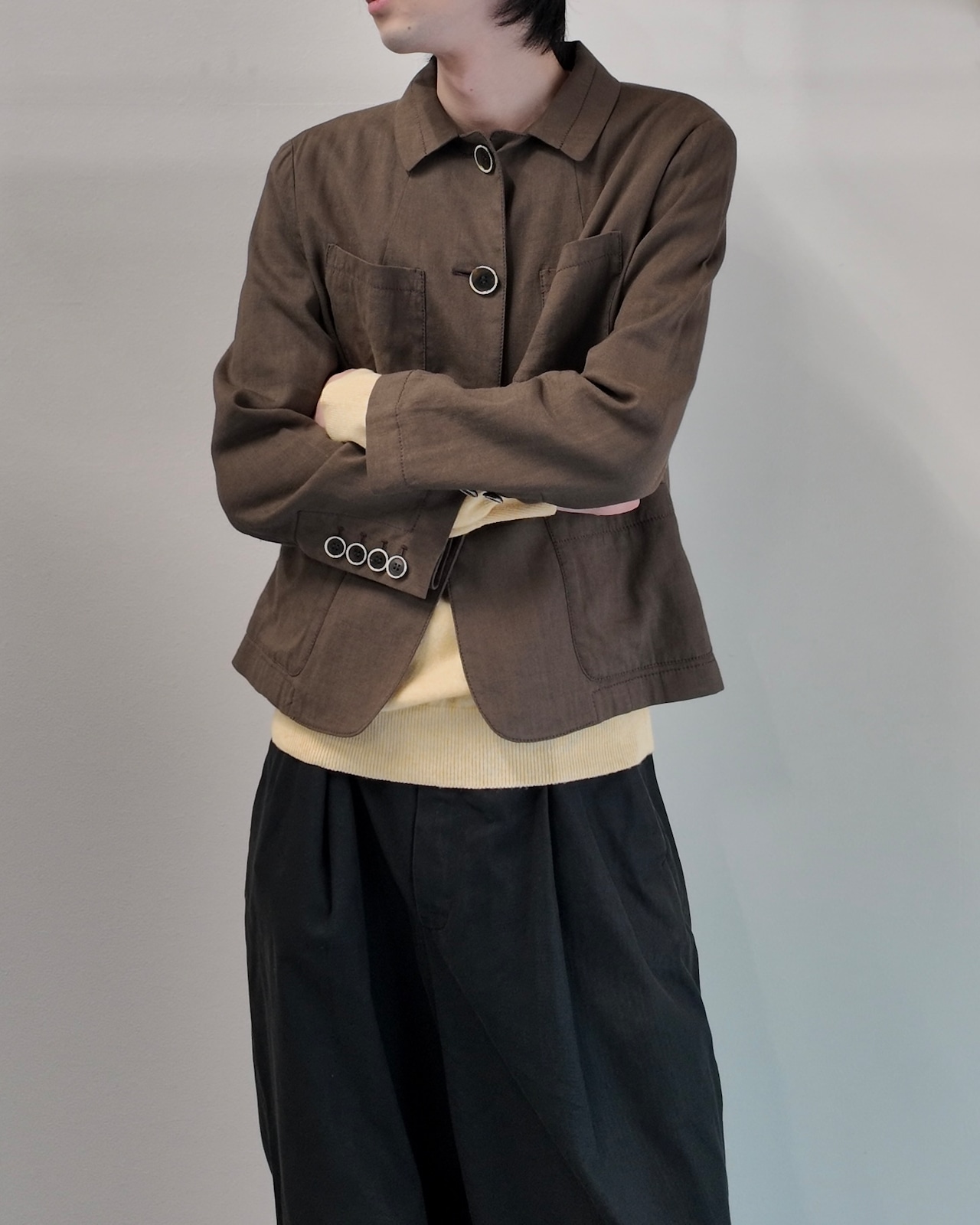 【DKNY】button up brown linen jacket
