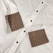 BURBERRY BLACK LABEL バーバリー ノバチェック 長袖 カフスシャツ ドレスシャツ39/ホワイト メンズ