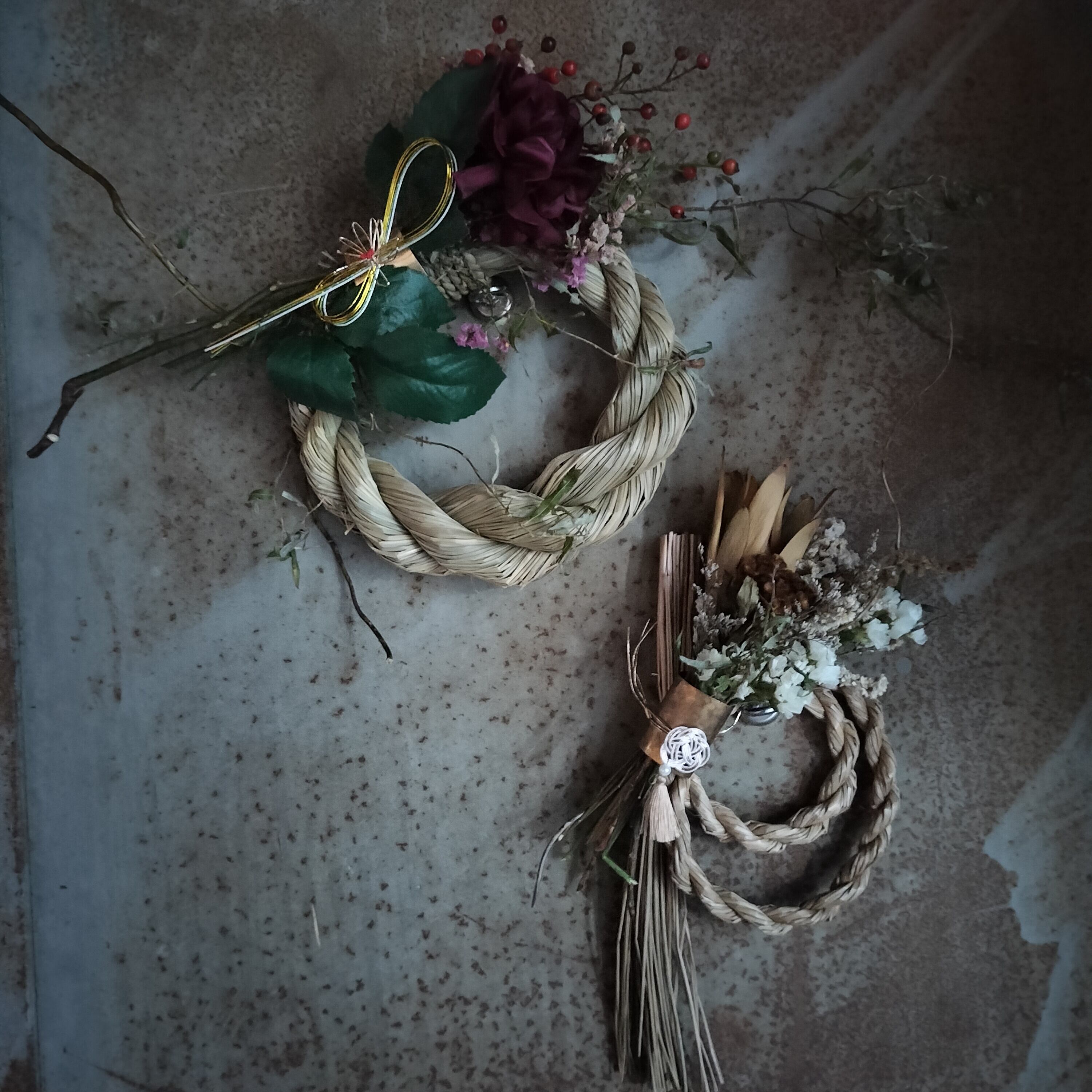 ドライフラワー✕真鍮✕しめ縄【Dried Flower Japanese wreath2】