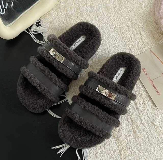 【35-40】Belted boa sandals　M065