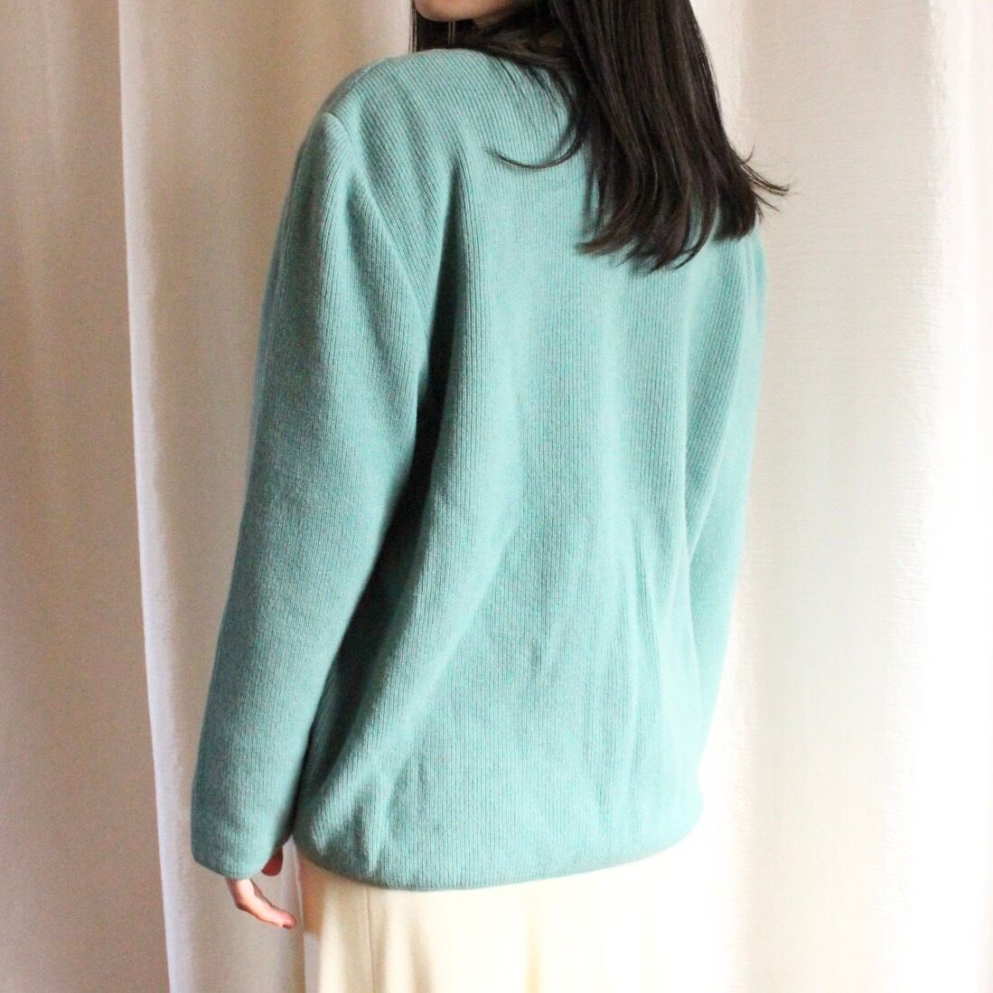新品★ノーソーイングニット　エメラルドグリーン　② ノンヘッジ non-hedge ハイネック鹿の子編みニットプルオーバー