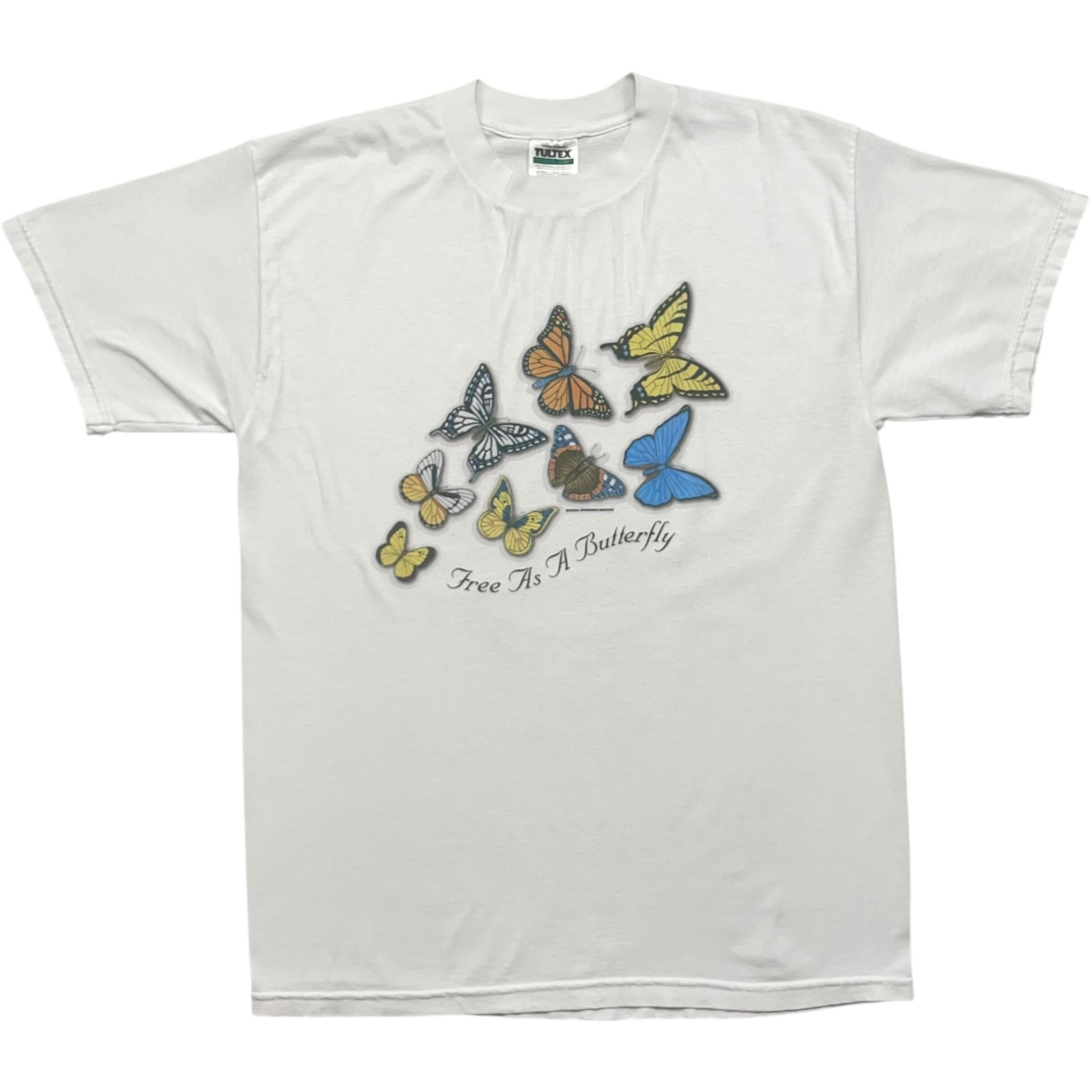 《L》 TULTEX タルテックス Tシャツ 蝶々 プリント ホワイト no.8189