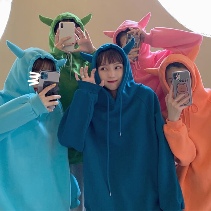 5color インスタ映え モンスター カラフルパーカー お揃コーデ 双子コーデ イベント Qrea Style プチプラ 韓国ファッション