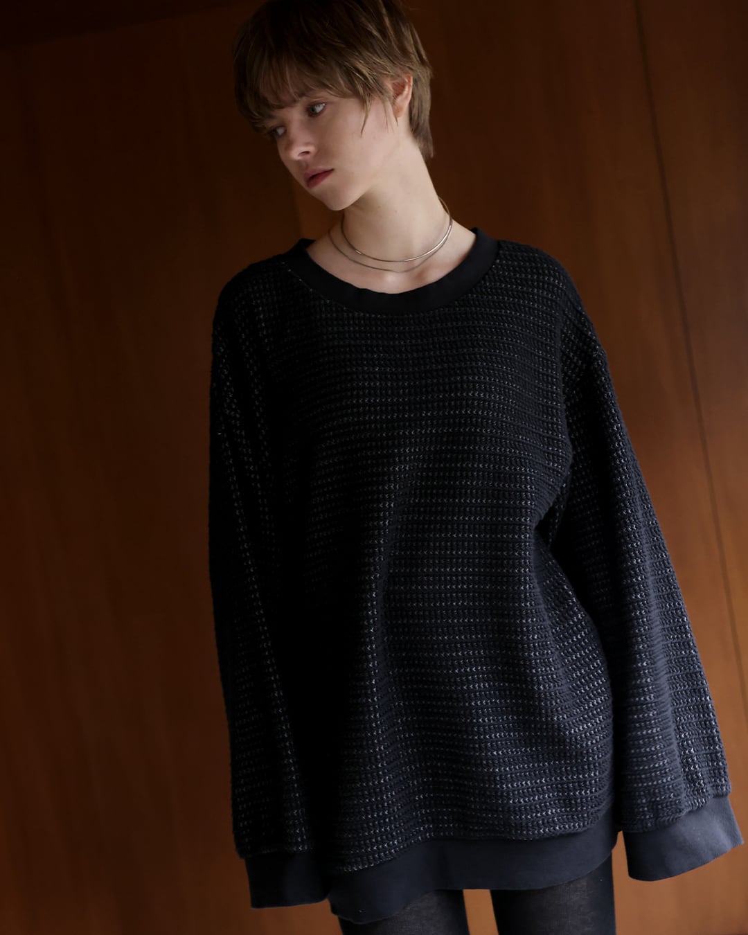 Waffle Knit Over Pullover