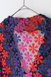 Colorful flower mesh lace cardigan