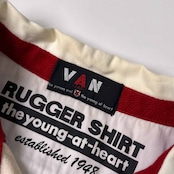 VAN JAC ヴァンヂャケット ボーダー 長袖 ラガーシャツ L/グレー×レッド メンズ