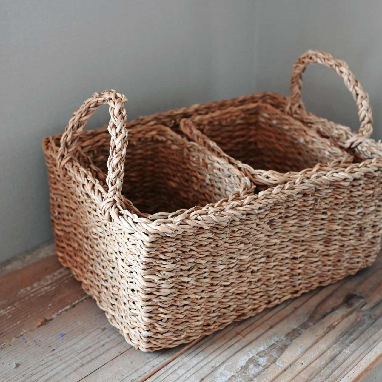 6/13 再入荷 】PEOPLE TREE ホグラ ナチュラルバスケット 3個セット