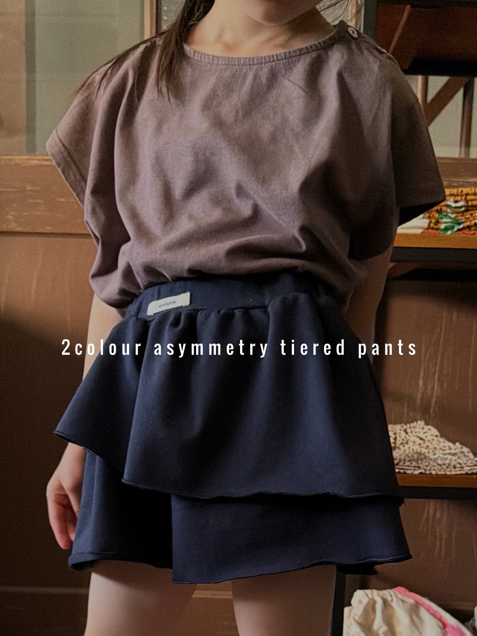 2colour アシンメトリー ティアードショートパンツ（90〜130cm）4421