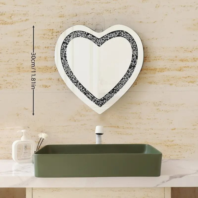 ハート型壁掛けミラー メイクアップミラー かわいい 便利 メイク 鏡