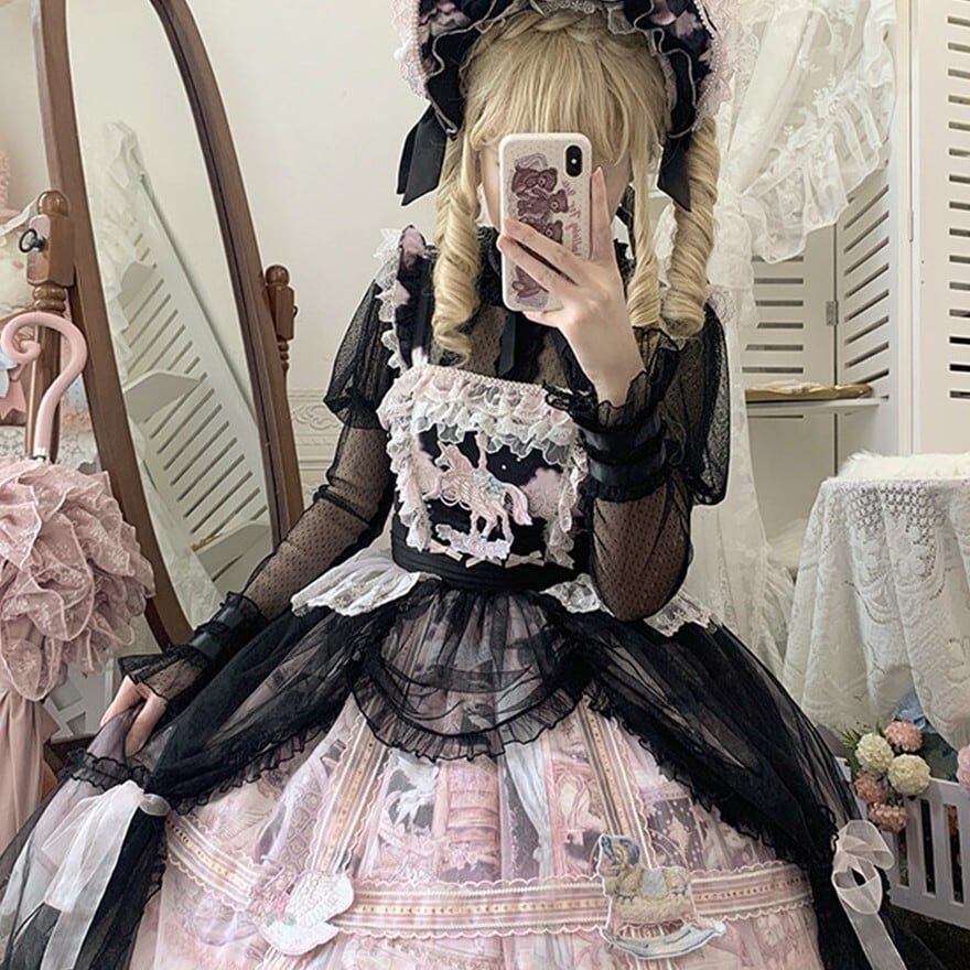 甘ロリ JSK メリーゴーランド刺繍 スウィートロリータ 2色展開｜WithU