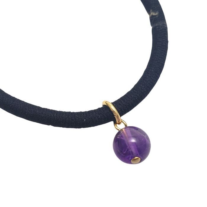 シュシュ  ヘアゴム  パワーストーン  アメジスト アメジスト ヘアゴム 紫 パープル 天然石 アクセサリー 髪飾り