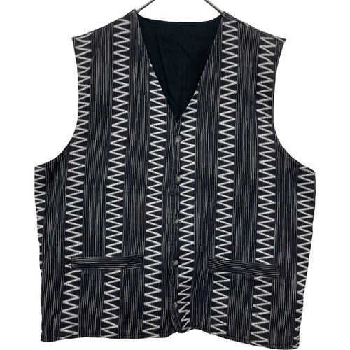 『美品 VINTAGE jacquard geometric pattern design big silhouette over size Vest』USED 古着 ヴィンテージ ジャガード 幾何学模様 ブロード ポプリン ビッグ シルエット オーバー サイズ ベスト
