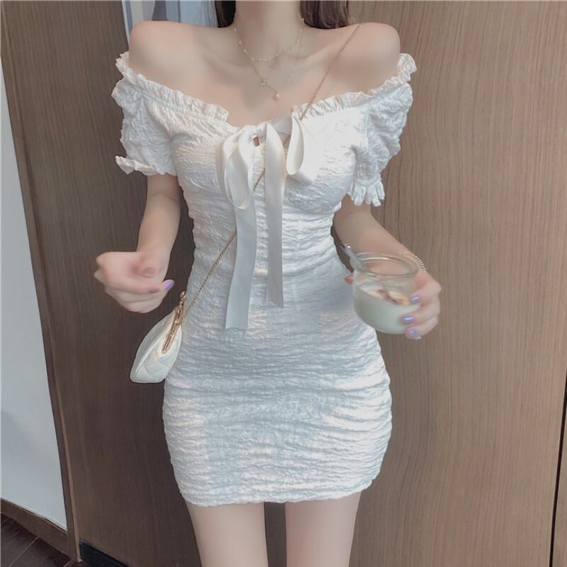 サマードレス スリムスリーブショートスカート 夏物 ハンチェンe85743614321