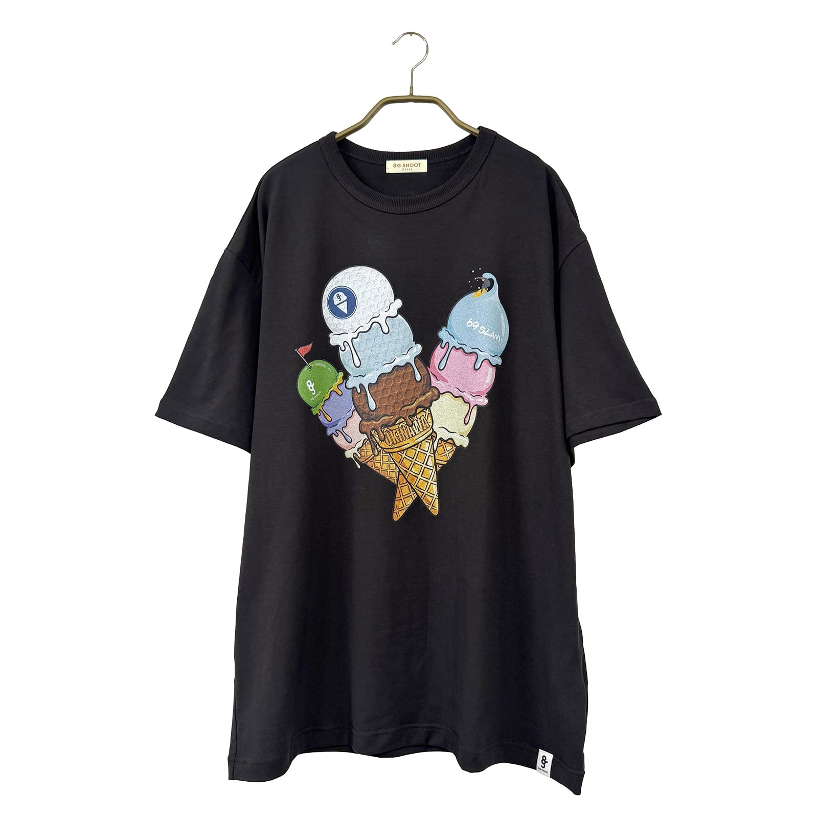 8G SHOOT × 69slam ICE CREAM PRINT TEE SHIRT -BLACK-