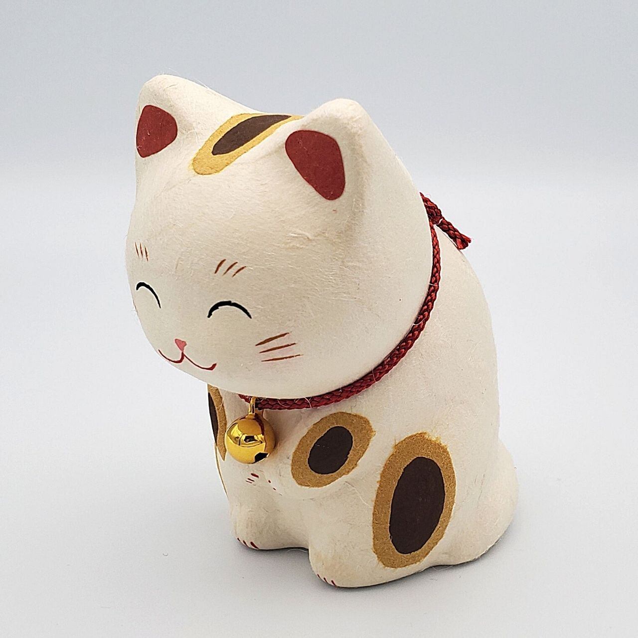 ちぎり和紙のほっこりおじぎ猫(ぶち)