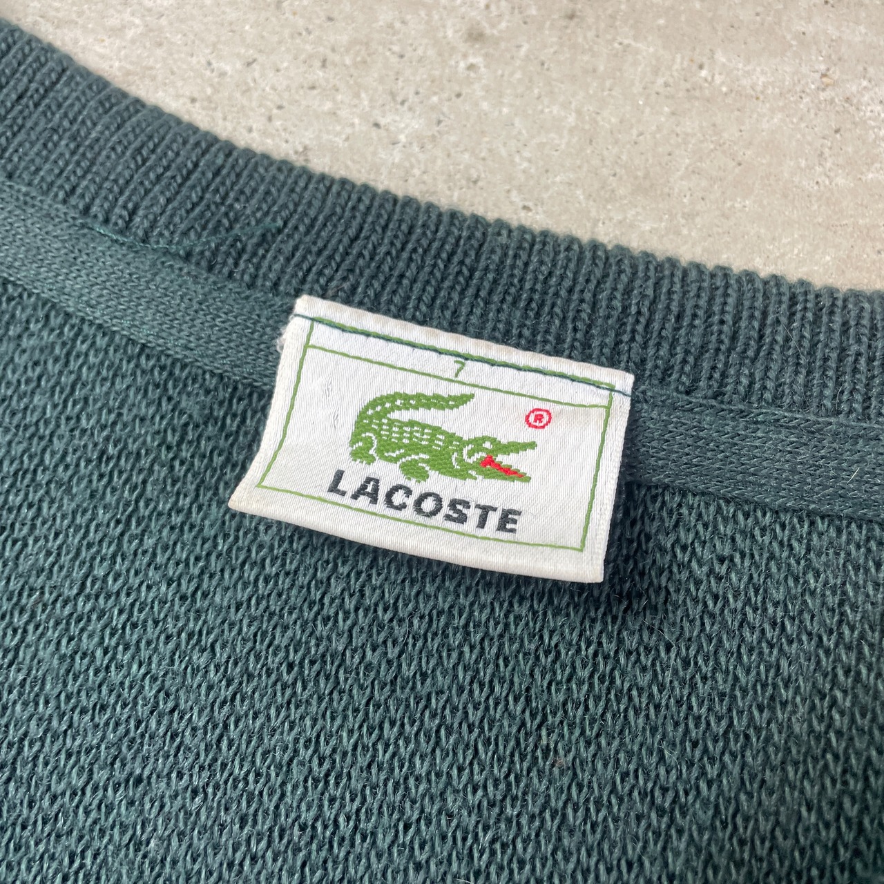 80年代〜 LACOSTE ラコステ ウール×アクリル Vネックニットセーター 