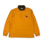 Crocodile クロコダイル ハーフジップ ボーダー 長袖 ポロシャツ L/イエロー系 メンズ