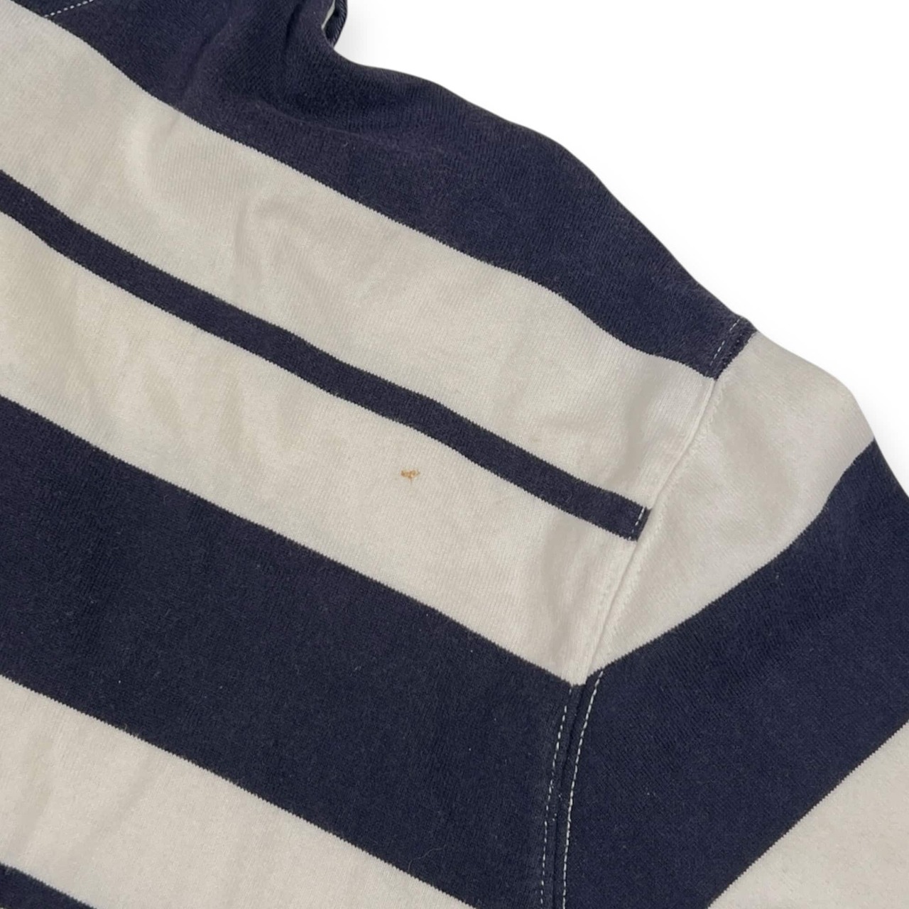 TOMMY HILFIGER トミーヒルフィガー ボーダー 天竺 長袖 ポロシャツ XL/ホワイト×ネイビー メンズ