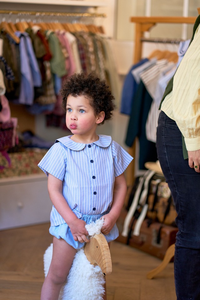 ご予約【MaisonMarelle】送料無料Shirt MONCEAU - blue stripes