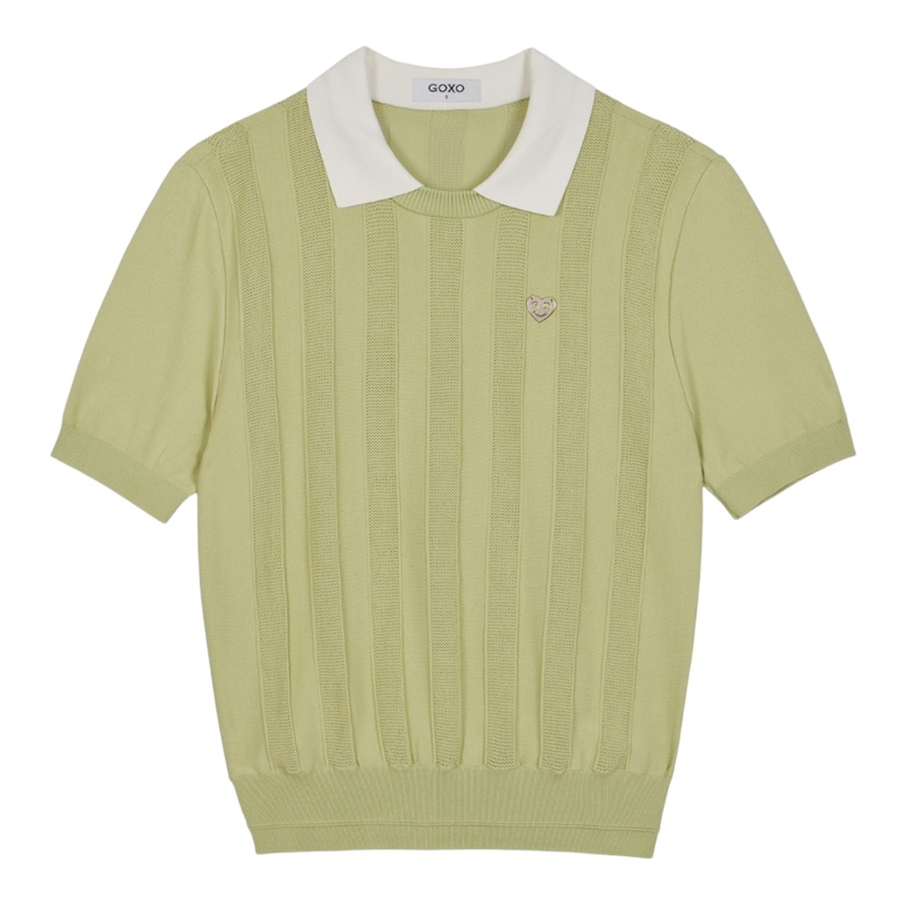 GOXO ゴーエックスオー メタルハートカラー ニットトップ オリーブ