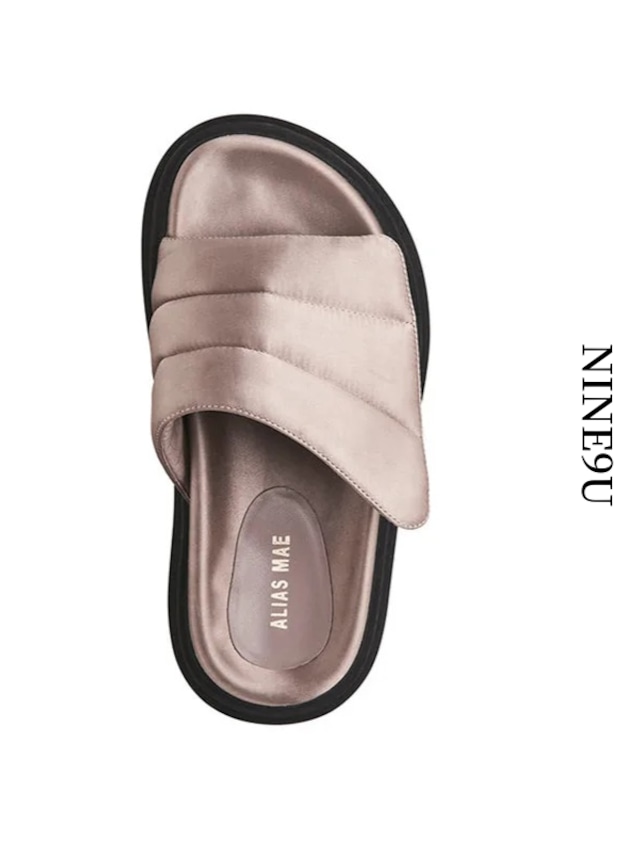 metallic flat wide-strap summer-sandal 4color【NINE-A7645】