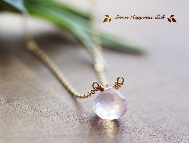 14KGF/ マダガスカルローズクォーツの一粒ネックレス