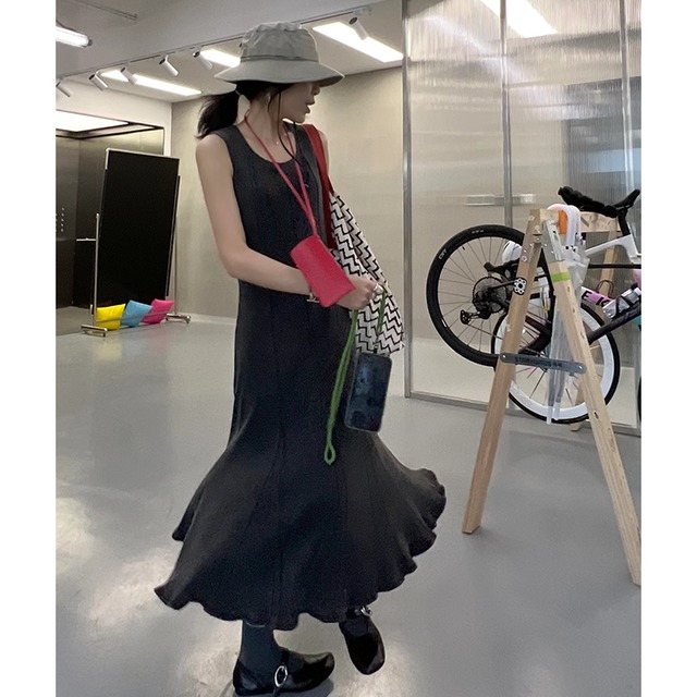 Mermaid ribbed sleeveless dress S1914