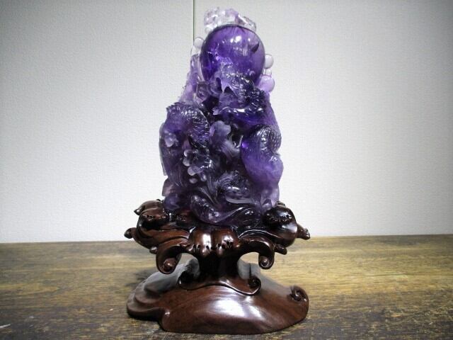 [送料無料][高品質][超美品] 総高約35cm 特大アメシスト龍