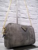 ◆PRADA プラダ CANAPA カナパ ヴィンテージ加工 クロスボディ チェーンストラップ ブラックデニム ショルダー カメラ バッグ ポーチ 黒x金
