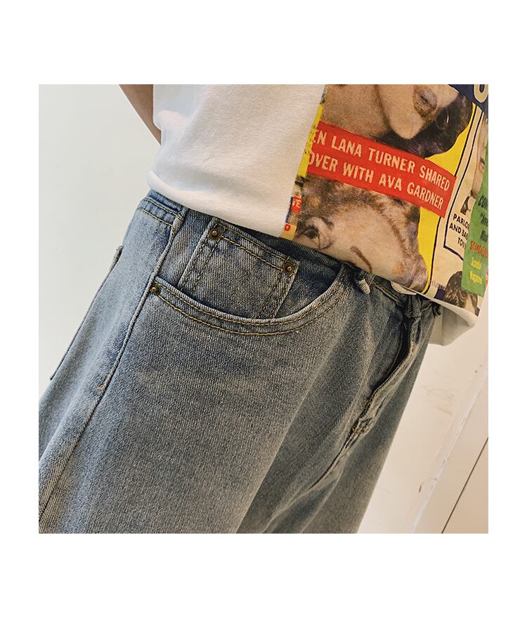 全1色 デニム パンツ ストレート カジュアル 無地 おしゃれ