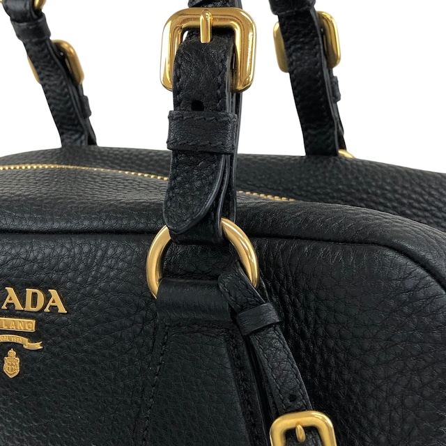 PRADA プラダ ショルダーバッグ ブラック ロゴ レザー 2WAY ボストン vintage ヴィンテージ オールド ws8uyb