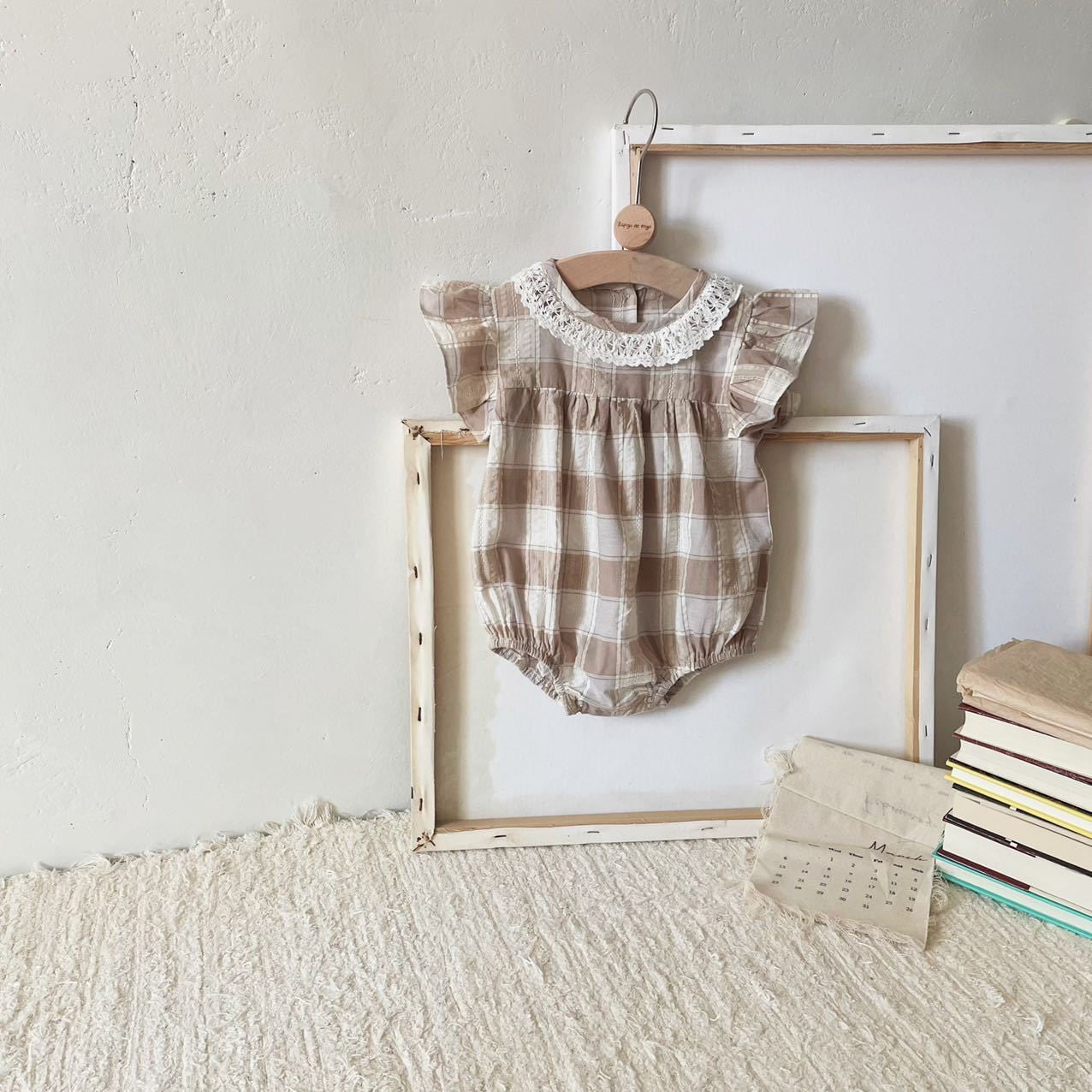 【BABY】夏新作 チェック柄半袖ロンパース