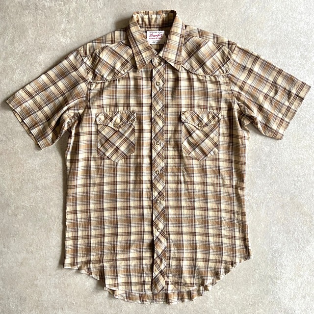 1980s  Wrangler S/S Check Shirt  L  Made in USA  H221