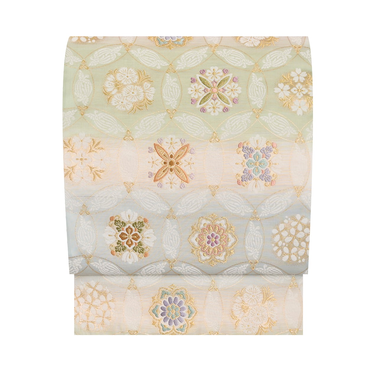 市松取に花七宝繋ぎ文様 袋帯【未着用品】 | かわの屋