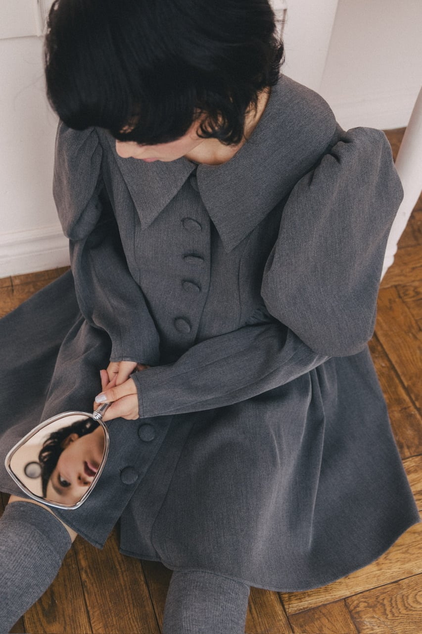 グランドカラーワンピース　GRAY