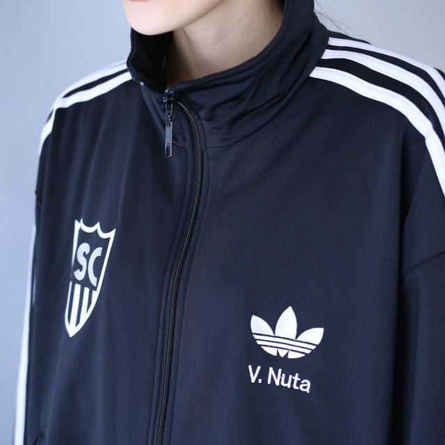 "adidas" one point logo embroidery design loose silhouette track jacket