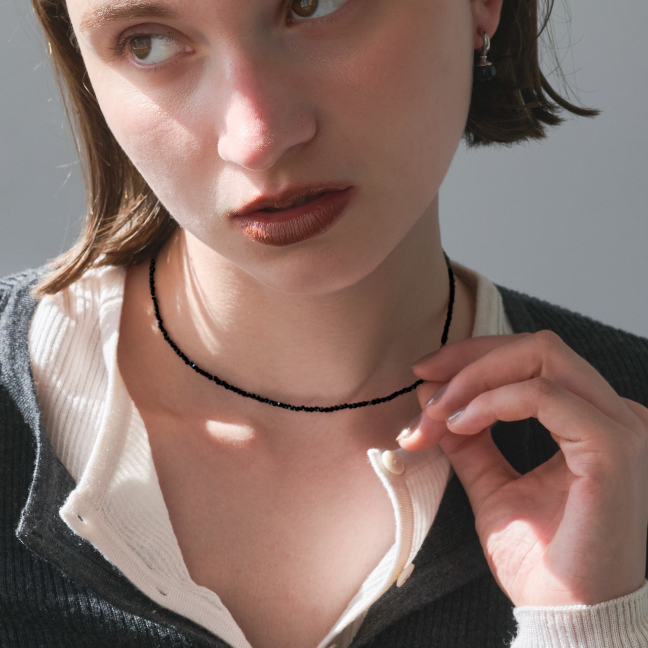 10/9(金)21時新作発売* silver925 black glass necklace