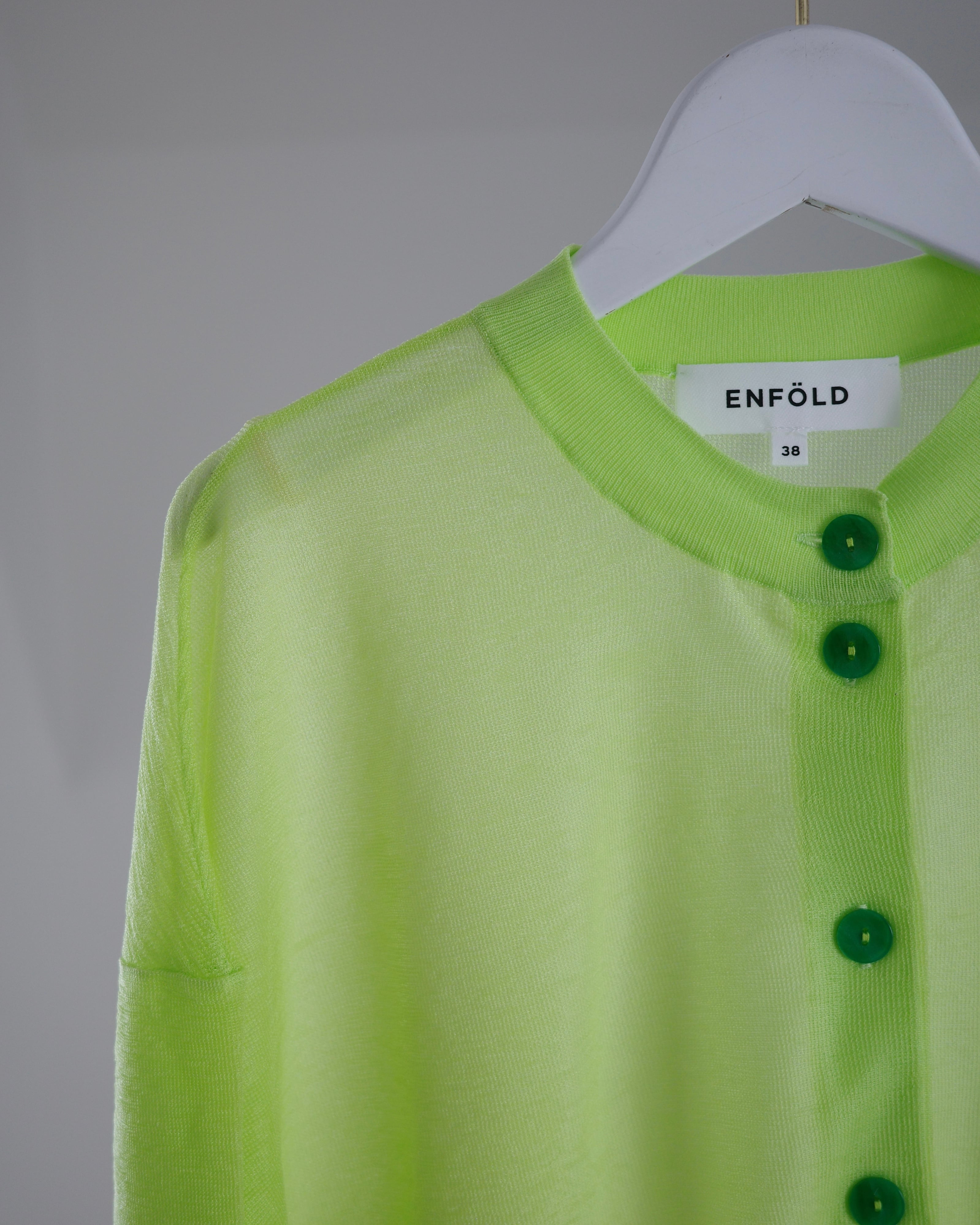 ENFOLD / SHEER CARDIGAN -L/GRN- | LA VILLA ROUGE
