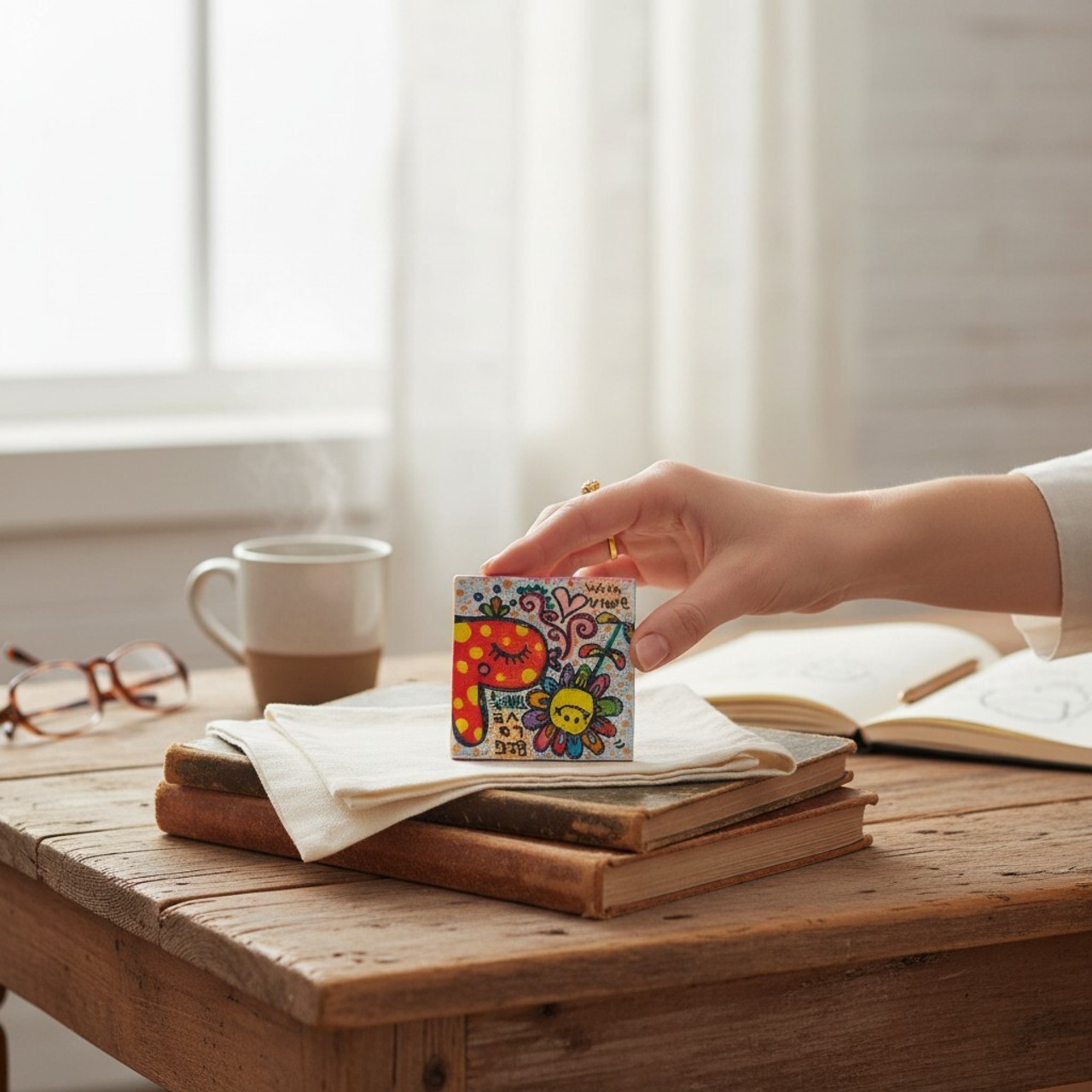 【pipi手書きミニキャンバス ミニイーゼル付き いつも愛をありがとう】