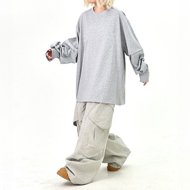 ロゴピンストライプレイヤードロングT
 2col   R01600