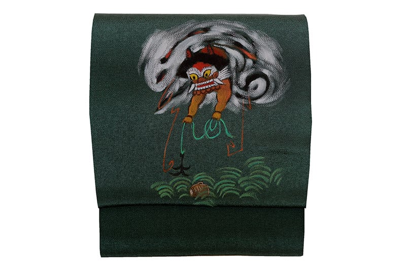 正絹 名古屋帯 ぜんまい紬 手描き 染め 鼠と俵 大判小判 逸品 QKGzN 