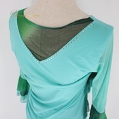 社交ダンス 衣装 スタンダード 上下セット ツーピース レッスンウェア パーティ衣装 オールシーズン グリーン系 ライトブルー系 水色 緑 爽やか スカート トップス フルレングス 伸縮性あり おしゃれ デザイン ラインストーン ドレス 体型カバー ヘルシー カジュアル フェスティバル パフォーマンス レディース お出かけ 着心地良い 軽やか ブラウス セットアップ セクシー 宴会 服飾 お洒落