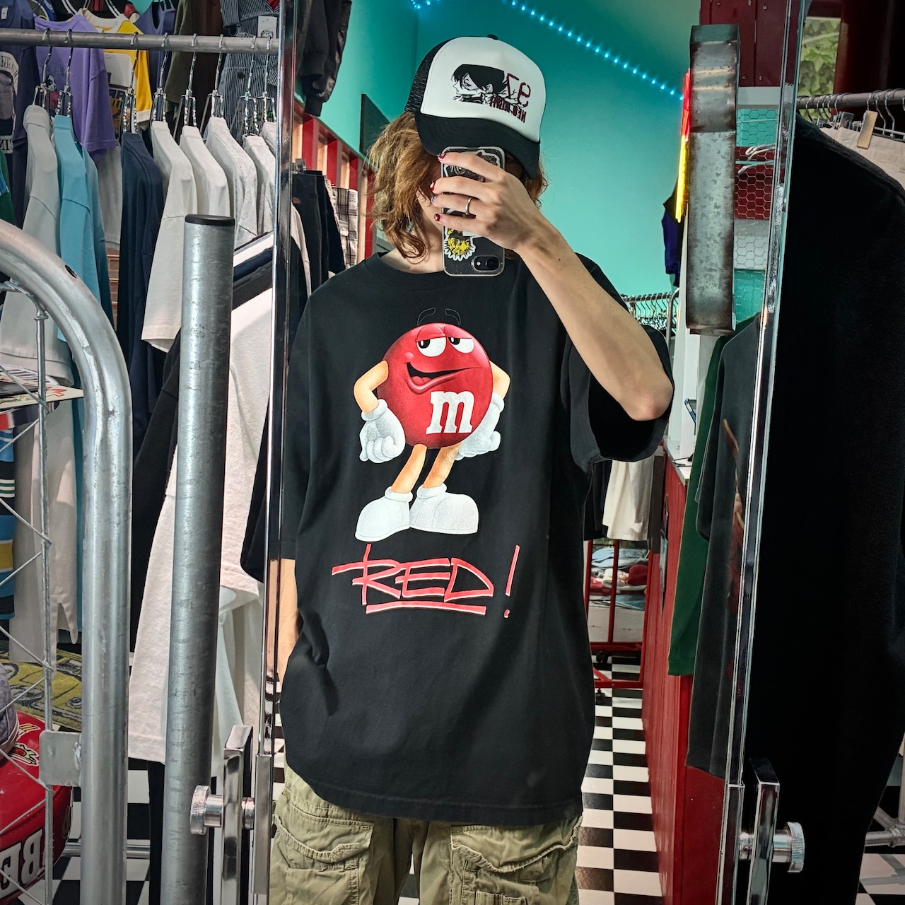 00s メキシコ製 M&Ms キャラクターTシャツ Red ブラック 2XL