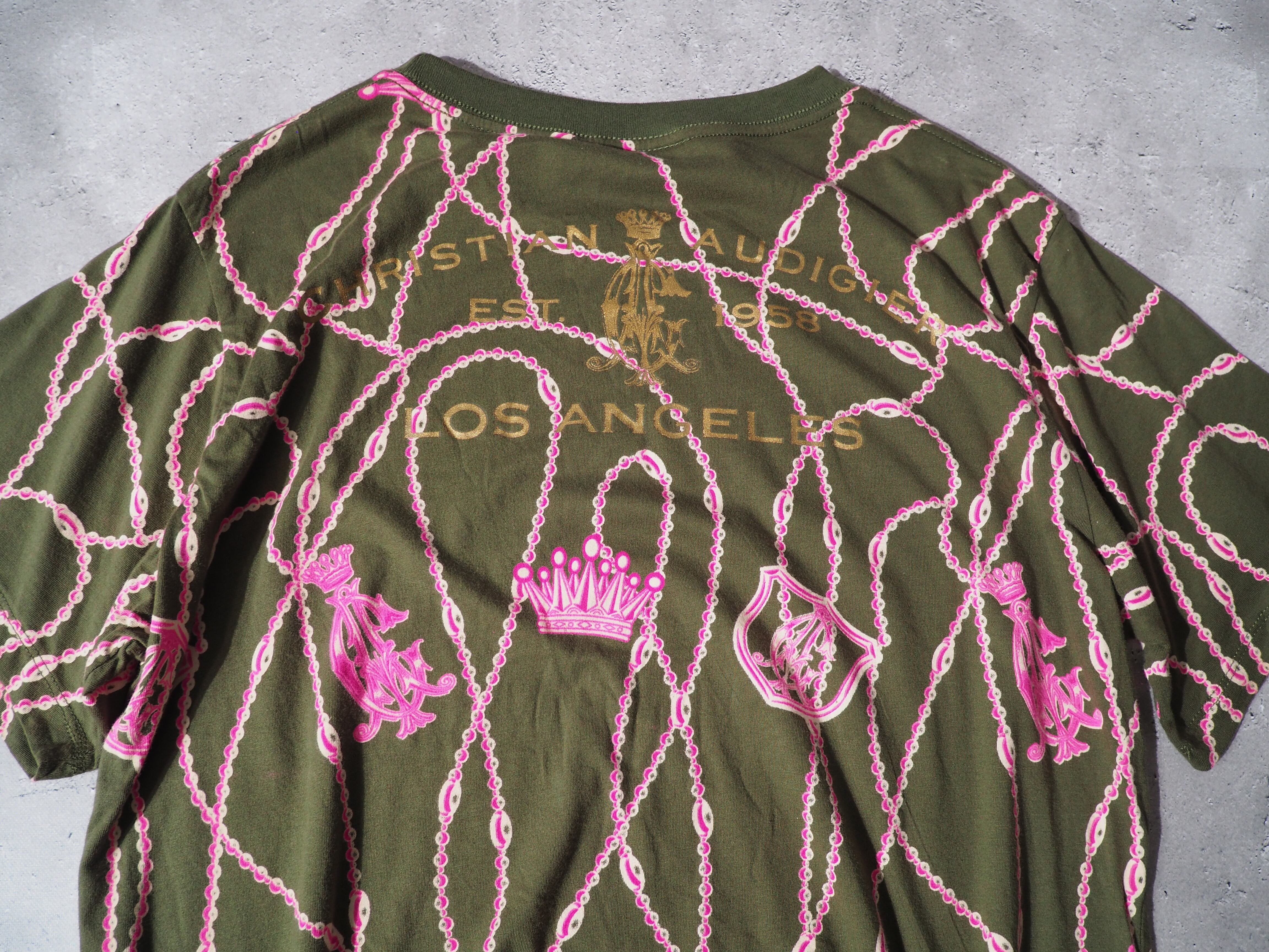 ” Christian Audigier ” rhine stone prayer printed Tee