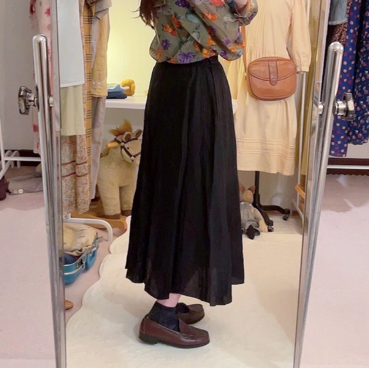 black line sheer long skirt