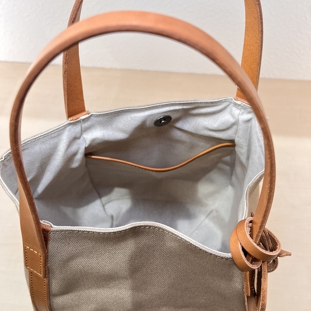 バルーンバッグ　革×帆布　キャメル